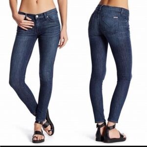 Hudson Krista Super Skinny Crop Jeans 29 Dark Wash Distressed $195 retail